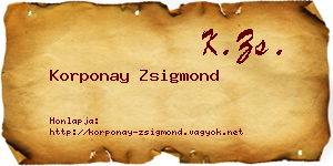 Korponay Zsigmond névjegykártya